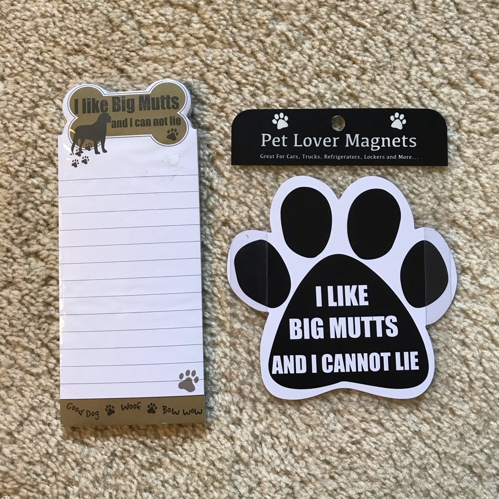 Dog Bone Things To Do Magnetic Notepad + Pawprint Pet Lover Magnet Bundle